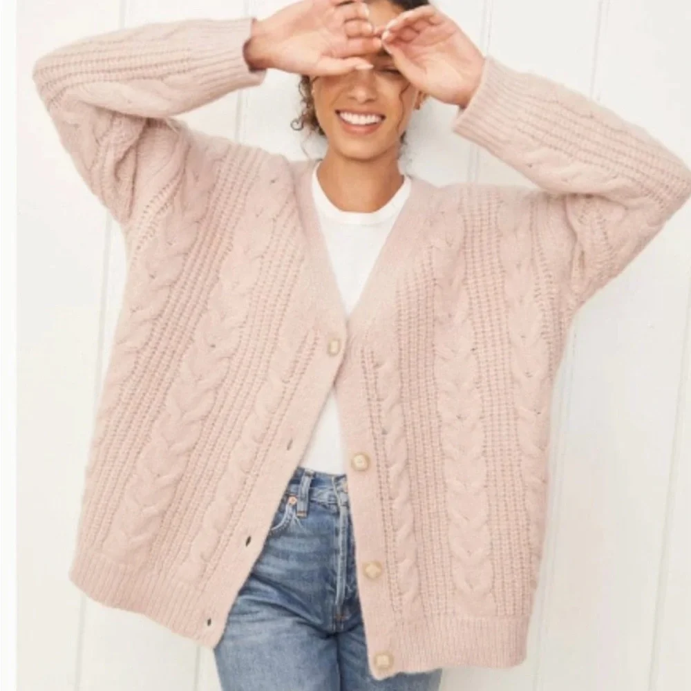 Jenni Kayne NWT Cable Cocoon Cardigan Pink Blush Size XS
